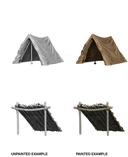 WizKids Deep Cuts Unpainted Miniatures: Tent & Lean-To W10